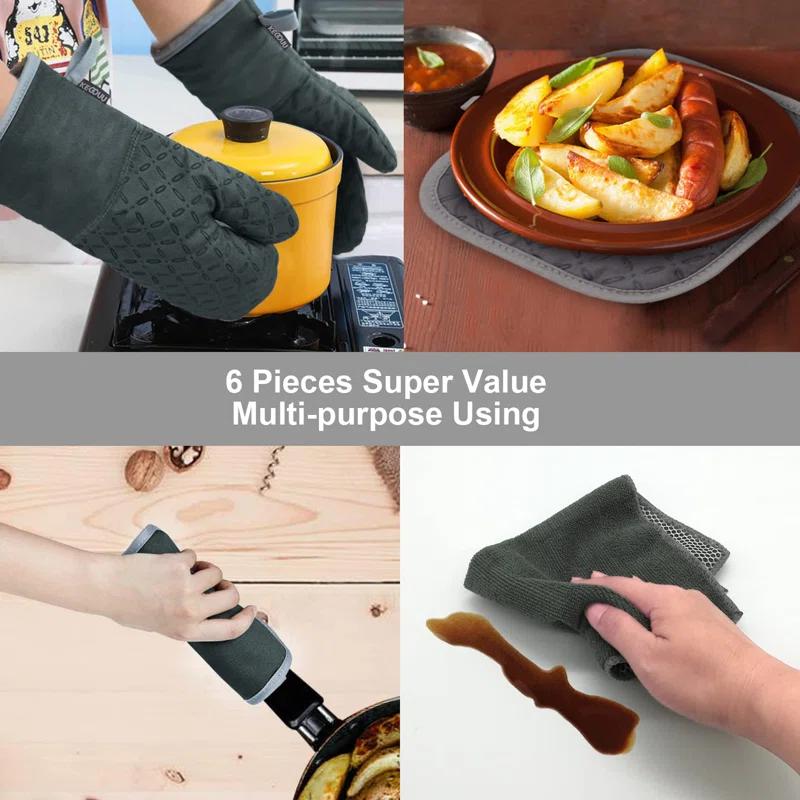 PRIMICOL Kitchen Oven Mitts and Pot Holders(6-piece set)