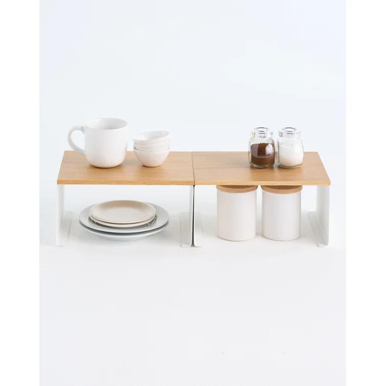 Yamazaki Tosca Large White Wood-Top Stackable Kitchen Rack