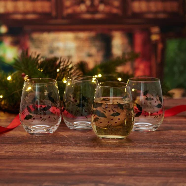 Pfaltzgraff Pfaltzgraff Winterberry 20 oz. Stemless Wine Glasses (Set of 4)