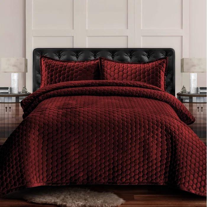 Tribeca Living Lugano Velvet Quilt Set