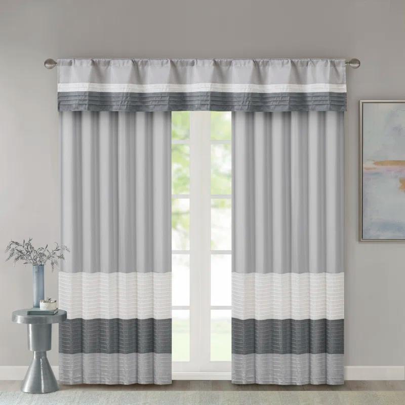 Madison Park Amherst Polyoni Pintuck Single Window Valance