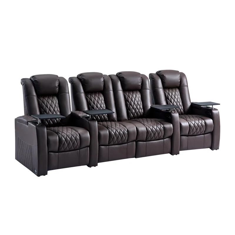 Ivy Bronx Ivy Bronx Leather Home Theater Seating Dual Power Movie Theater Chairs Theater Recliner Sofa