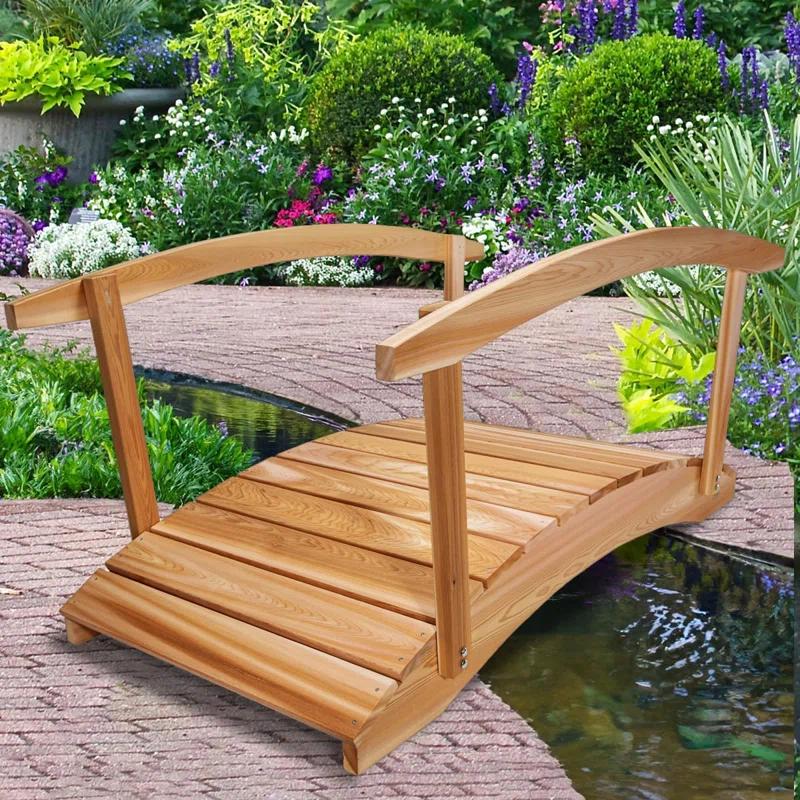 All Things Cedar Wood Garden Bridge with Side Rails