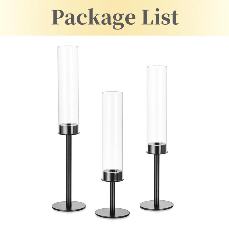 NIERBO Candlestick Holders Hurricane Candle Holder, 3pcs Candle Stick Candle Holder Candelabra (Set of 3)