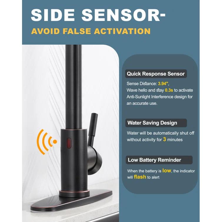 ARCORA ARCORA Stainless Steel  Single Handle Pull-Down Sprayer Kitchen Faucet Set with Touchless Sensor AR7100301RB-DC