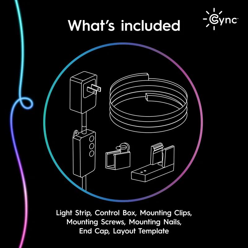 GE Lighting GE Cync Dynamic Effects Smart Neon Shape Light, Color Changing WiFi Lights, 16ft