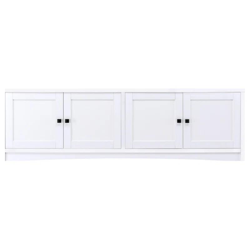 Benjara Donna 3Pc TV Stand Wall Unit With 2 Media Towers, White, 78 Inch