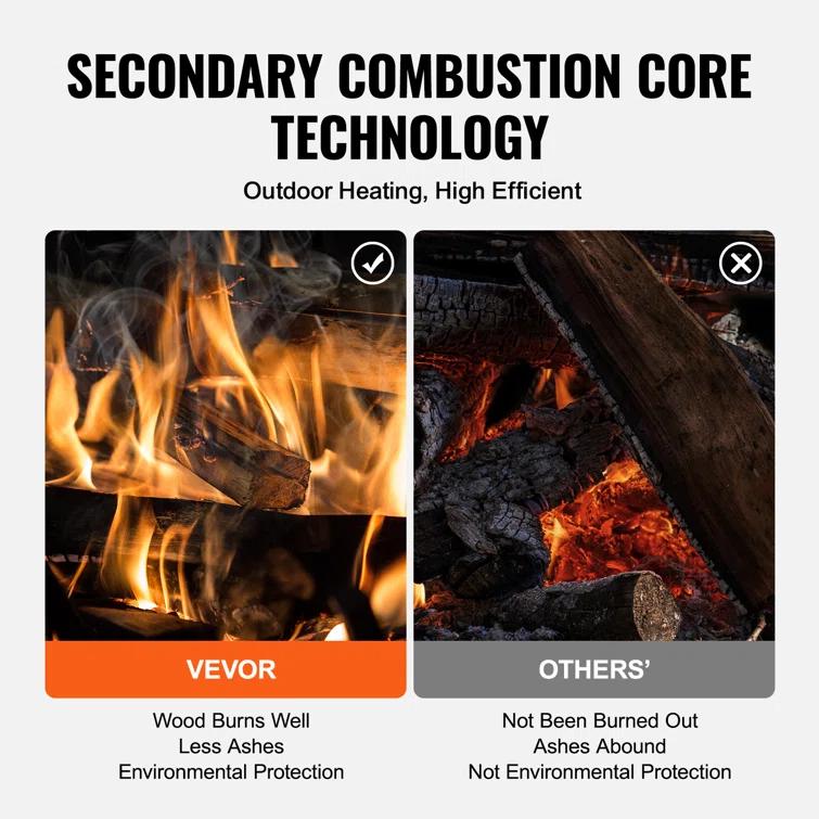 VEVOR 11 Square Feet Natural Vent Freestanding Wood Pellets Stove