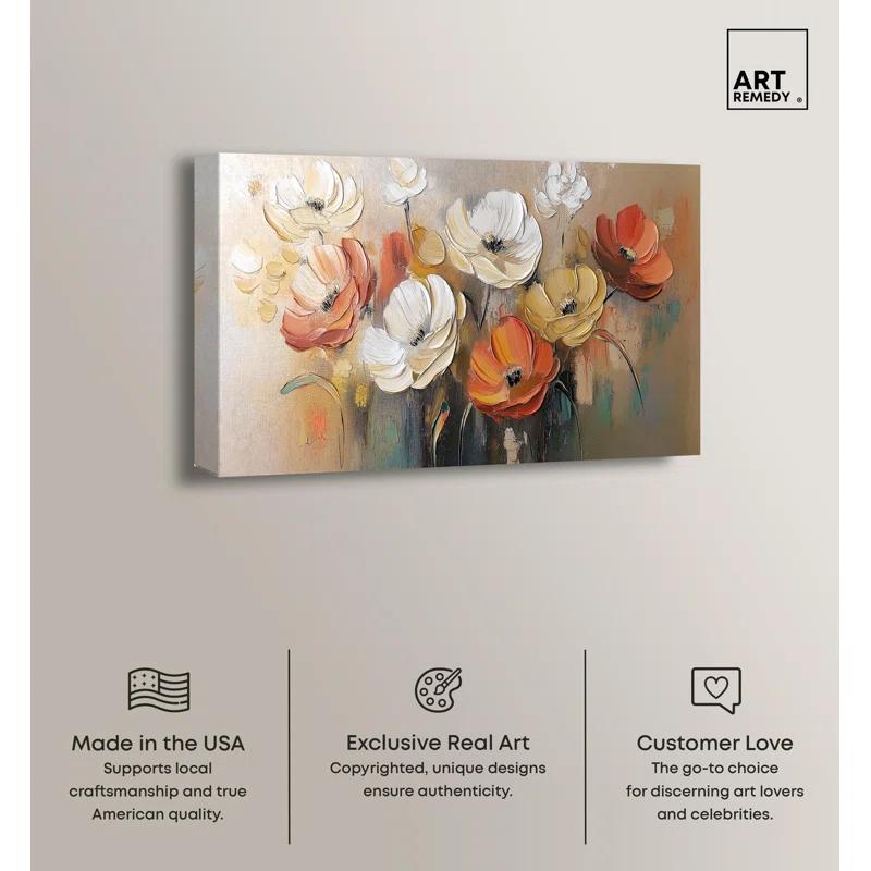 Art Remedy Frosted Flame Flower I Canvas Glam Floral Art by Art Remedy