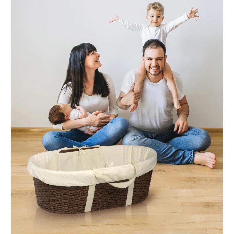 Harriet Bee Landyn Wicker-Look Moses Changing Basket with Bedding