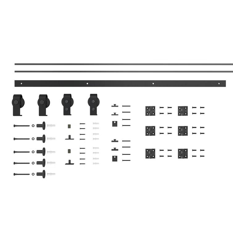Calhome 1 Panel Shaker Composite Double Bi-Fold Door with Barn Door Hardware Kit