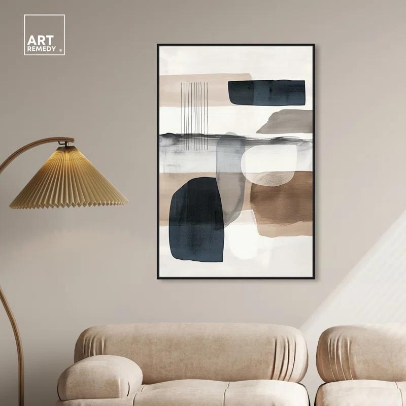 Art Remedy Shapes Abstracts " Layers Of Depth " by Art Remedy on Canvas