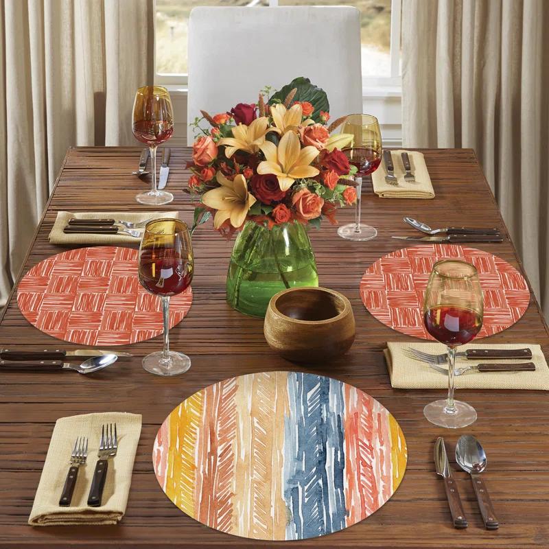 CounterArt Flair Pattern 4 Piece Reversible Round Easy Care Placemats