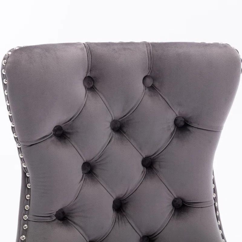 Rosdorf Park Allena Tufted Velvet/Linen Wing Back Parsons Chair (Set of 2)