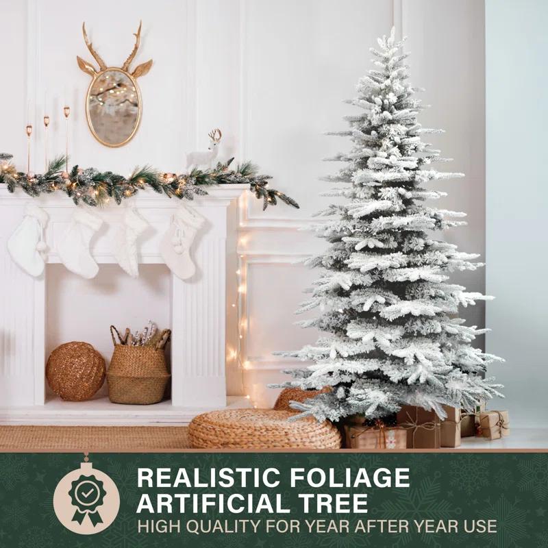 Fraser Hill Farm Unlit Snow Flocked Pine Valley Flocked Christmas Tree & Reviews | Wayfair
