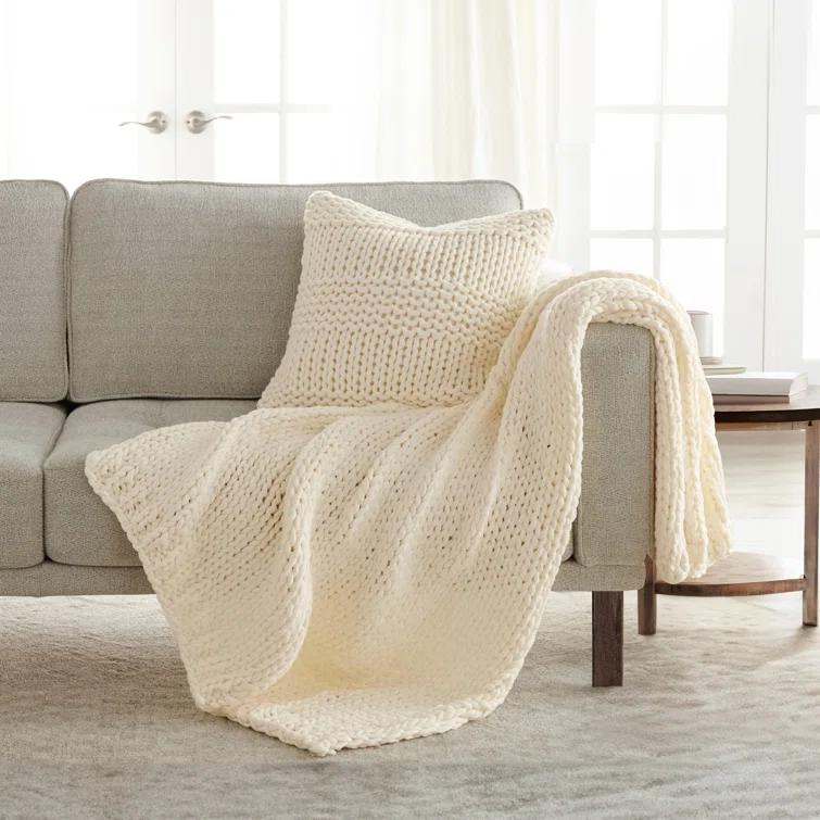 Becky Cameron Cozy Chunky Knit Acrylic Decor Throw Pillow