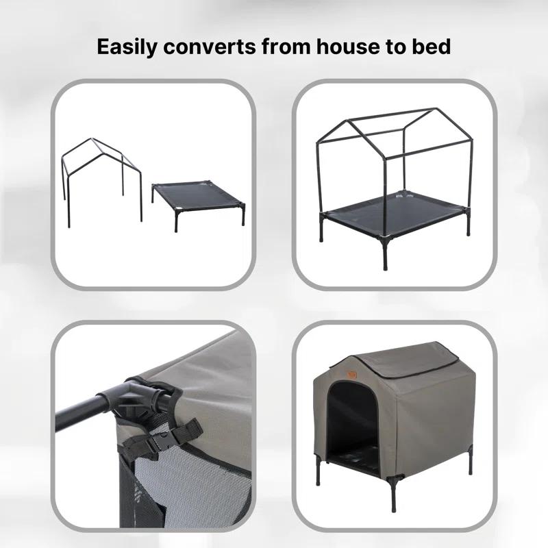 TRIXIE 2-in-1 Elevated Dog House, Portable Pet Camping Cot & Tent, Raised Bed & Dog Shade for Dogs