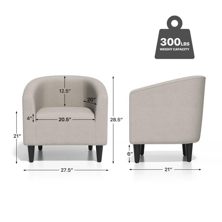 Latitude Run® Hasting Upholstered Barrel Shaped Accent Chair Stylish Home Office Sofa Chair with comfy Seat and Backrest Perfect for Living Room Bedroom