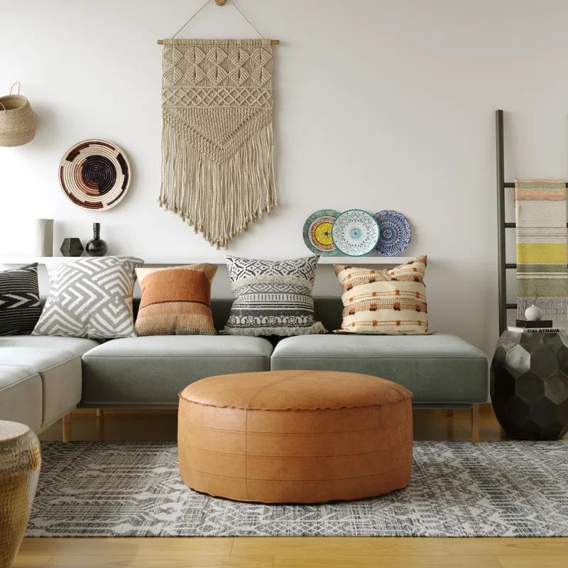 Simpli Home Brody Faux Leather Pouf