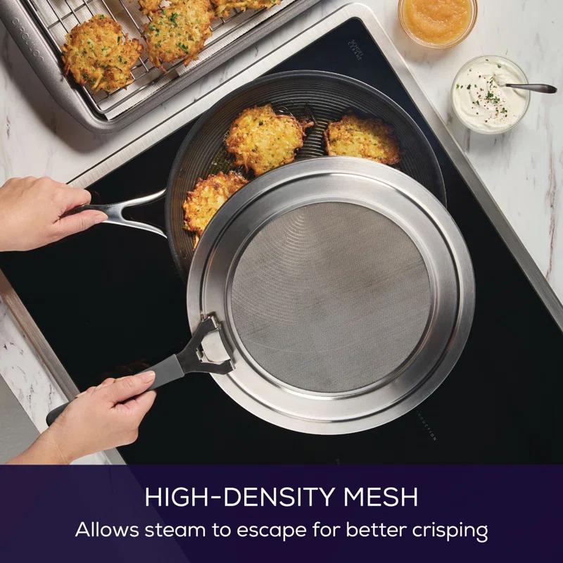 Circulon Circulon Universal Splatter Guard Mesh Grease Cover For Pots And Pans Protects Stove, Countertop, And Kitchen From Oil When Frying, 13 Inch, Stainless Steel