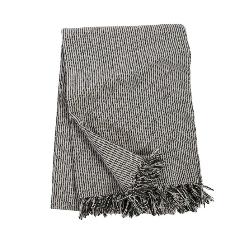 James Cotton Oversized Throw by Pom Pom at Home - Ivory and Charcoal