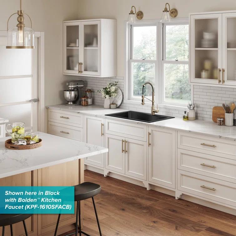 Kraus KRAUS Quarza™ 33" L Dual Mount 60/40 Double Bowl Granite Kitchen Sink KGD-442GREY