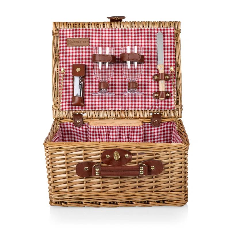 Picnic Time Classic Wine & Cheese Wicker Picnic Basket - Romantic Wine Picnic
