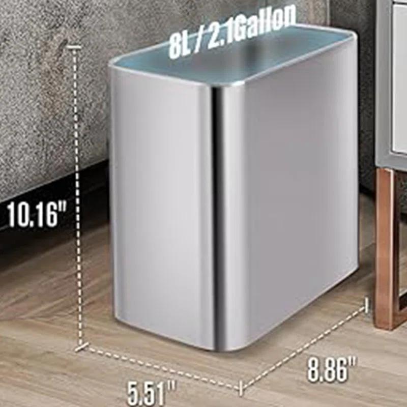 Stainless Steel Open-Top Trash Can - 2.1 Gallons