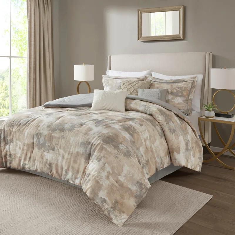 Madison Park Beacon 7 Piece Textured Cotton Blend Comforter Set (Set of 7)