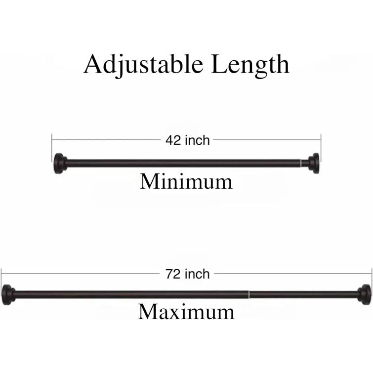 JDLiving Maxda Premium 43"- 72" Adjustable Rustproof Straight Tension Shower Curtain Rod- No Drill
