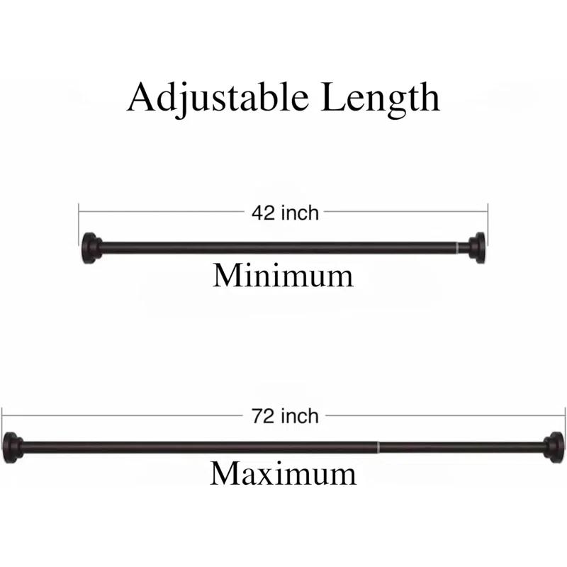 JDLiving Maxda Premium 43"- 72" Adjustable Rustproof Straight Tension Shower Curtain Rod- No Drill