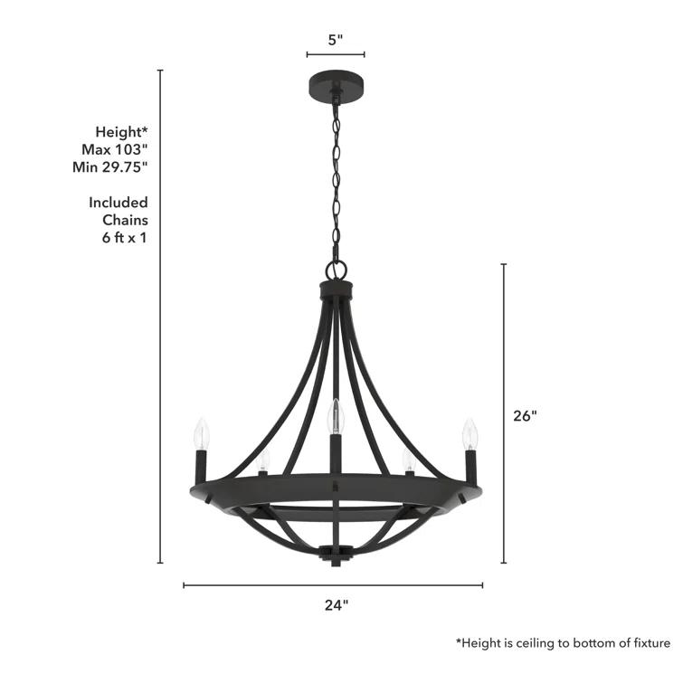 Hunter Fan Perch Point 5 Light Candle Style Wagon Wheel Chandelier