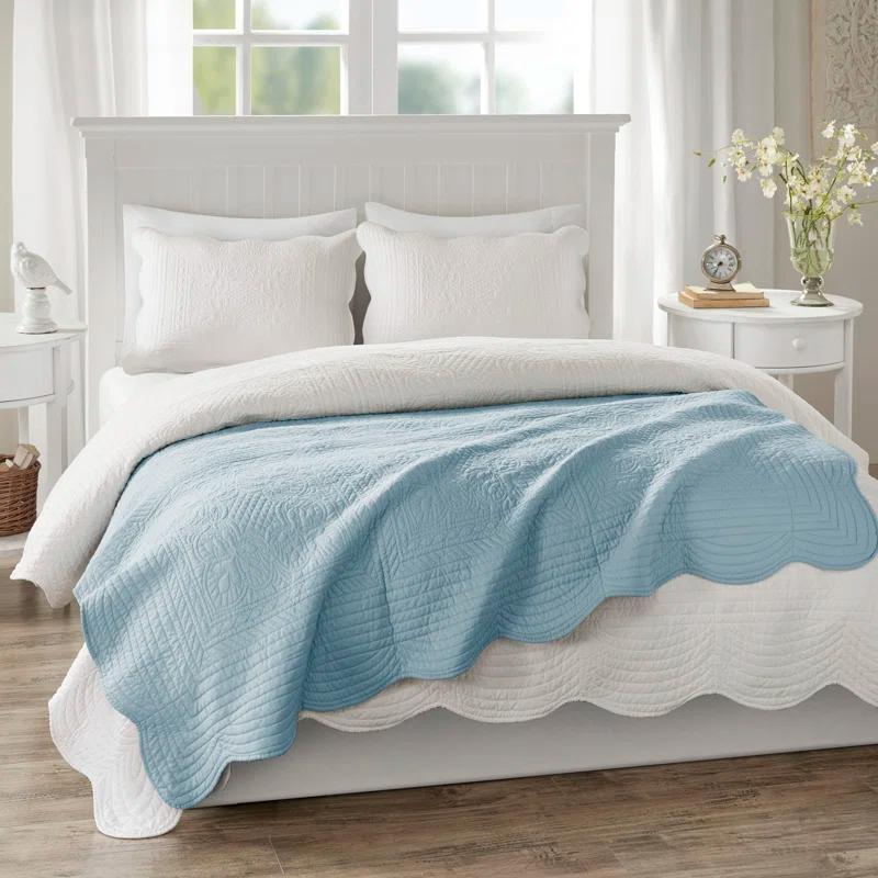 Madison Park Journey Oversized Quilted Throw with Scalloped Edges