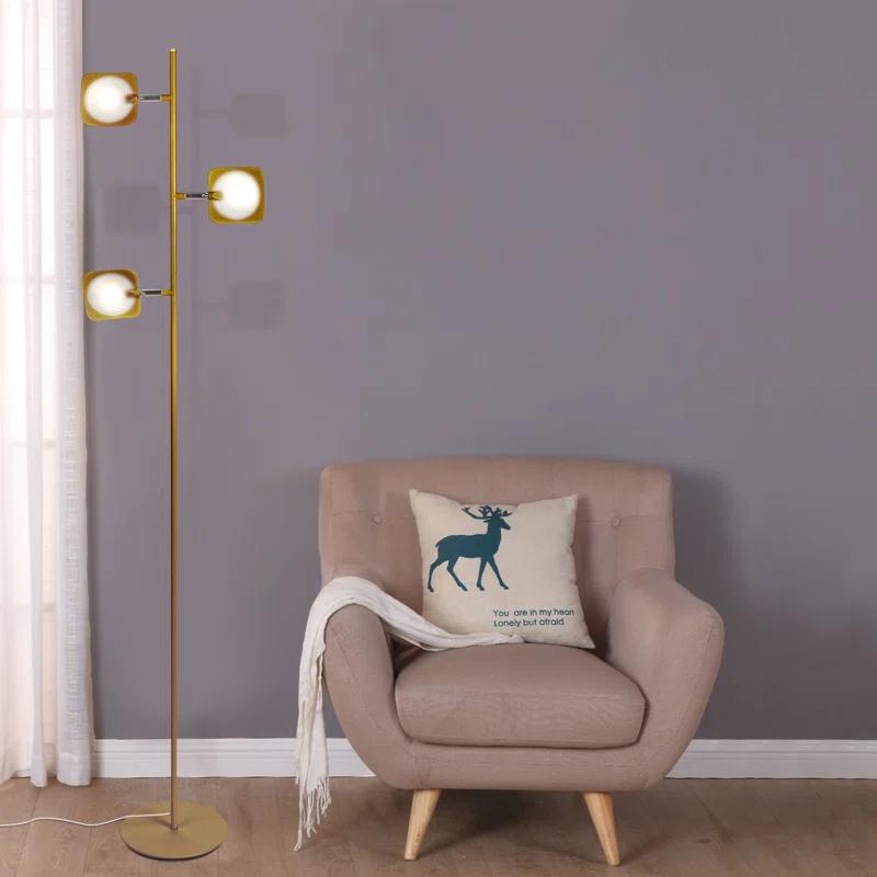 Brightech Tree Industrial LED 3-Way Dimming Floor Lamp with 3 Adjustable Spot Lights