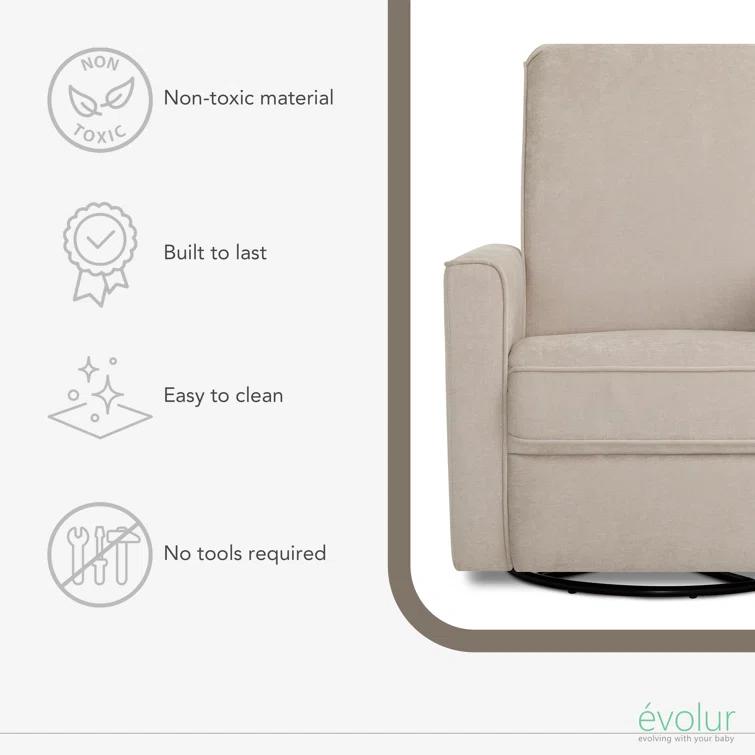 Evolur Greenguard Gold Certified Upholstered Swivel Reclining Glider