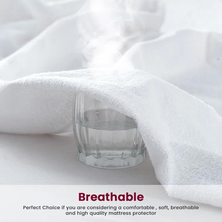 Lux Decor Collection Poly Cotton Terry Top Fitted Mattress Protector Waterproof Hypoallergenic