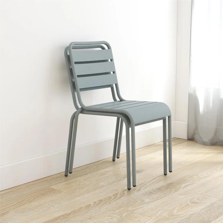 June Powder Coated Steel Outdoor Stacking Dining Side Chair