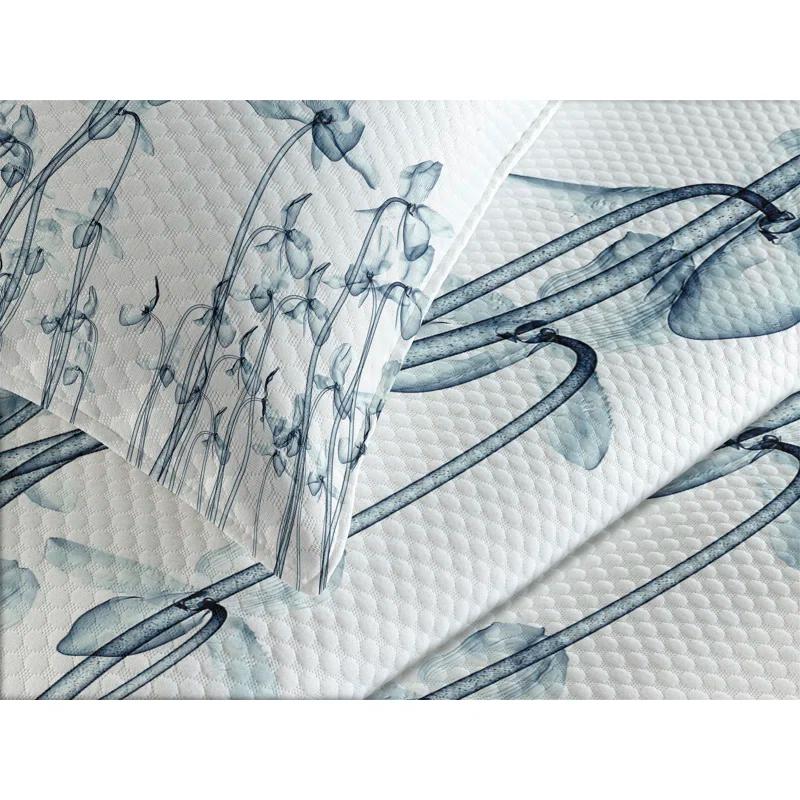 Ambesonne Ambesonne Teal White Bedspread Set Orchids Floral Photo Teal White