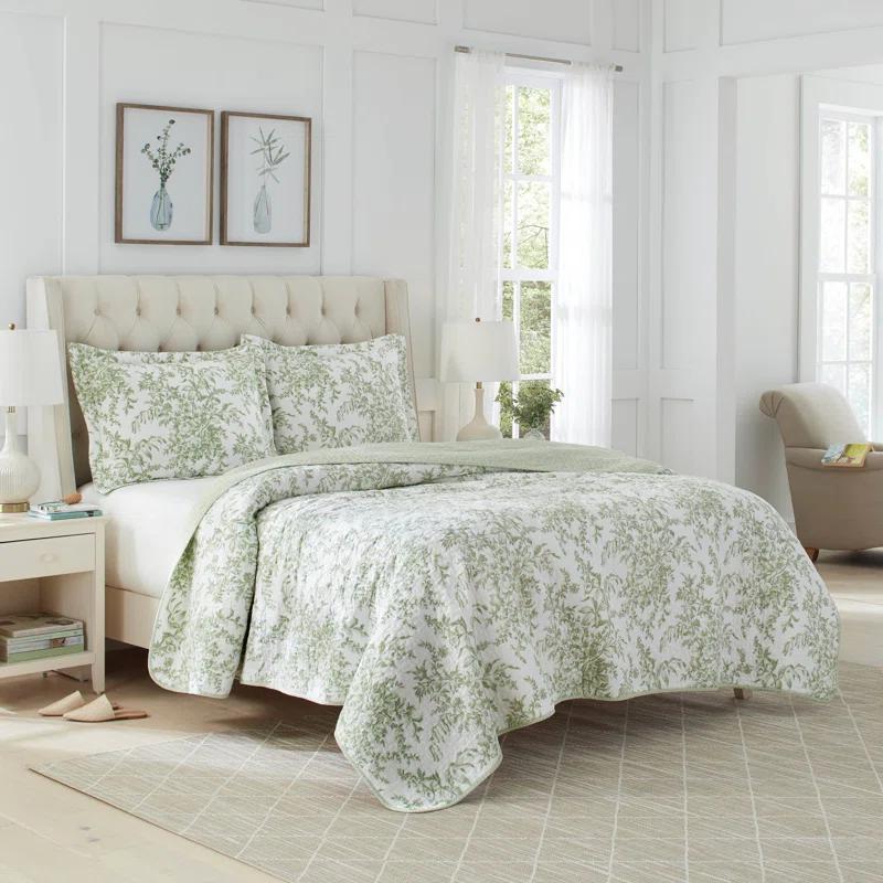 Laura Ashley Bedford Pink Cotton Reversible Quilt Set