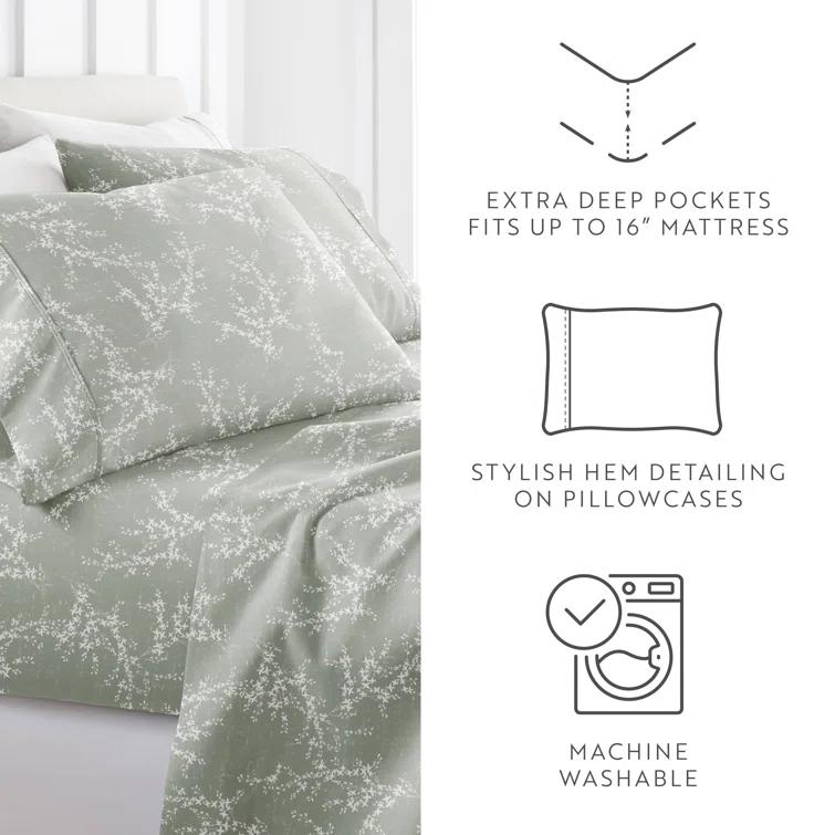 IEnjoy Home 4 Piece Delicate Details Pattern Sheet Set