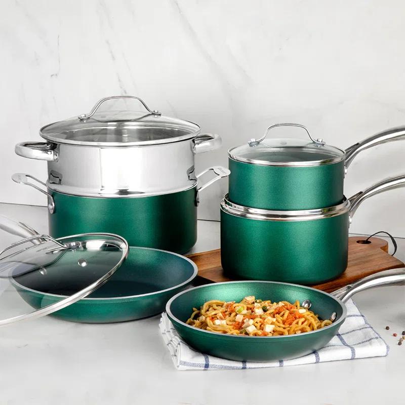 Granitestone Blue 20 Piece Aluminum Non Stick Cookware & Bakeware Set with Ultra Nonstick Surface, Oven & Dishwasher Safe