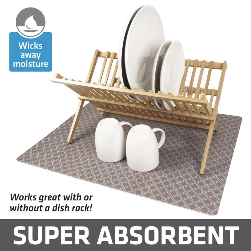 Drymate XL Dish Drying Mat, Kitchen Counter Drip Pad - Absorbent, Waterproof, Slip-Resistant, Machine Washable (19" x 24") (Taupe) (USA Made)