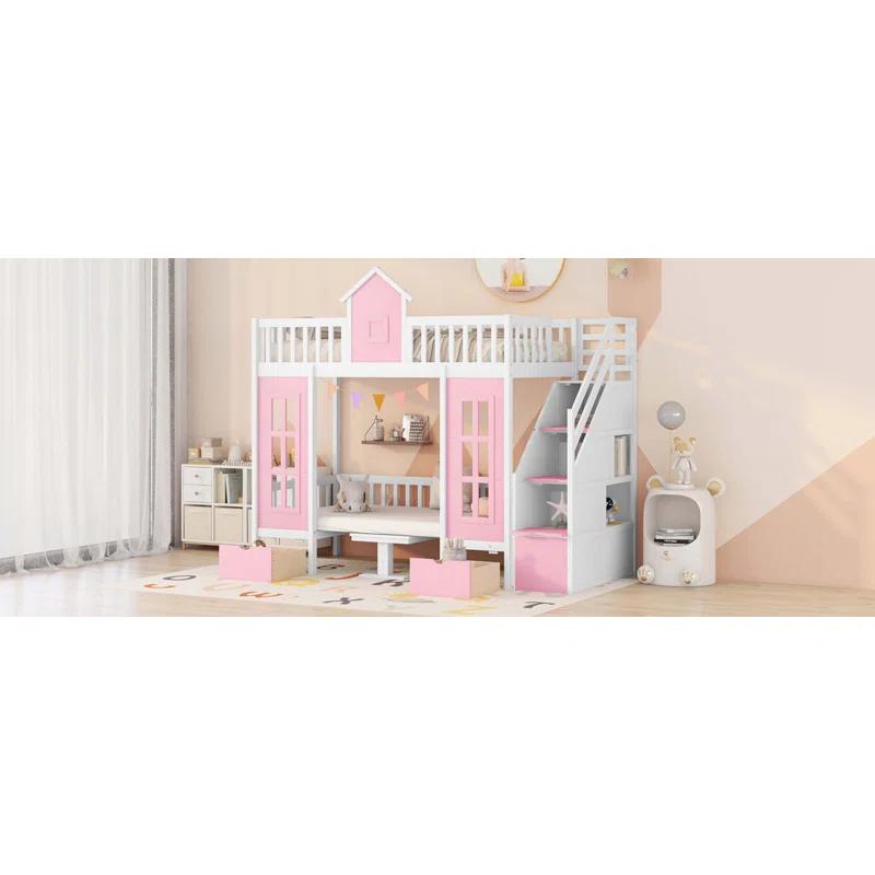 Galibens Bunk Bed With Changeable Table, Bunk Bed Turn Into Upper Bed And Down Desk