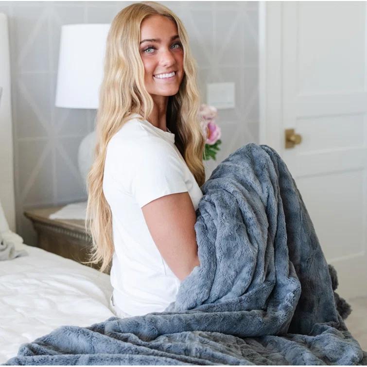 Graced Soft Luxuries Double Sided Faux Fur Throw Blanket, Multiple Colors