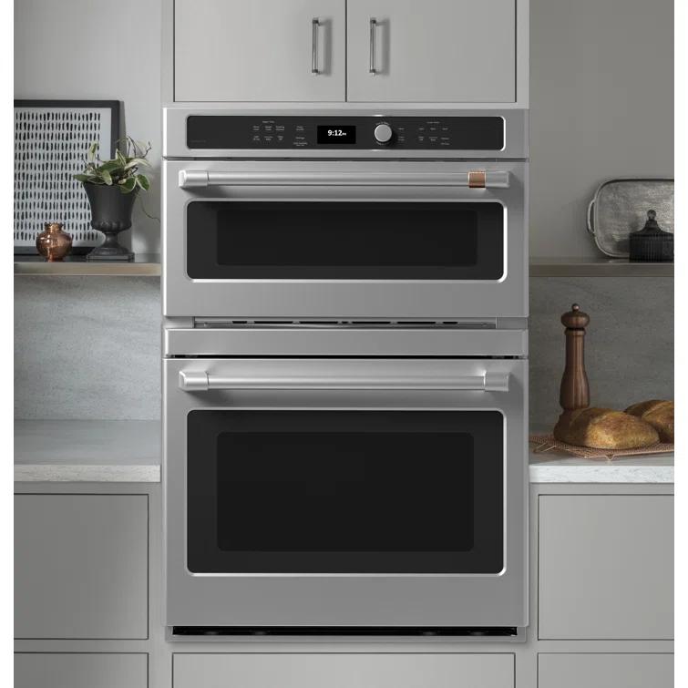 Café 30" Self-Cleaning Convection Electric Double Wall Oven with Built-in Microwave CTC912P2NS1