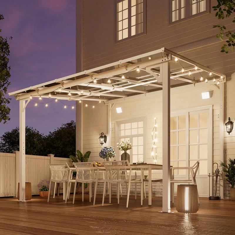 MEISSALIVVE Gazebo, Wall Mounted Gazebo, Lean To Metal Awnings Gazebos, Gazebo Pergola With Sloped Roof, Outdoor Patio Gazebo Awning For Backyard, Deck