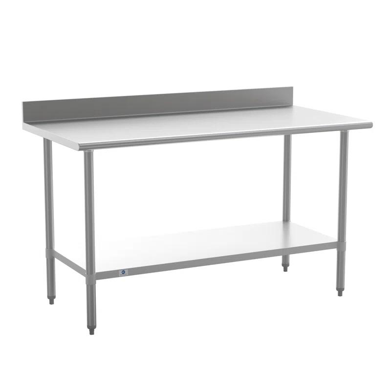 Flash Furniture Commercial Stainless Steel Kitchen Prep and Work Table with Shelf and Backsplash