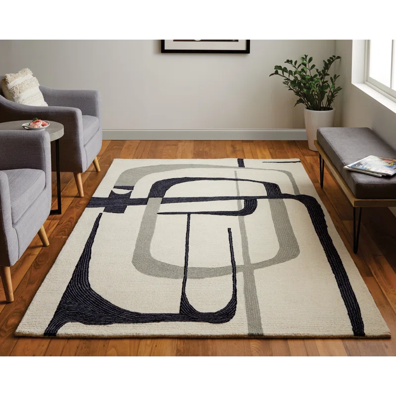 Nobu Architectural Mid-Century Modern Area Rug