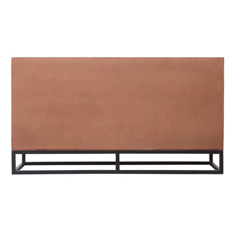 Birch Lane™ Pantai Modern Acacia Wood Dresser or Display Unit With Metal Base, Walnut Brown and Black