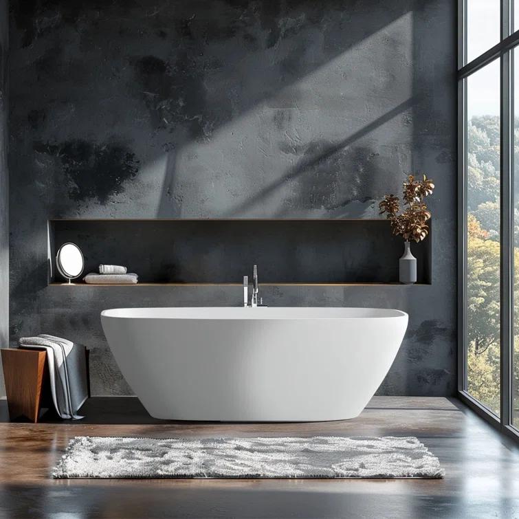 Staykiwi 67'' x 29'' Freestanding Soaking Plastic / Acrylic Bathtub JJCS04BT-67